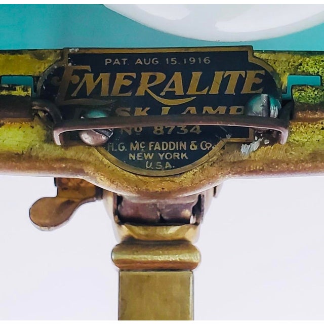 Emeralite Vintage McFaddin & Co. Emeralite Bankers Desk Lamp No. 8734 For Sale - Image 4 of 4