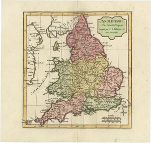 Antique Map of England with French Title, 1806
