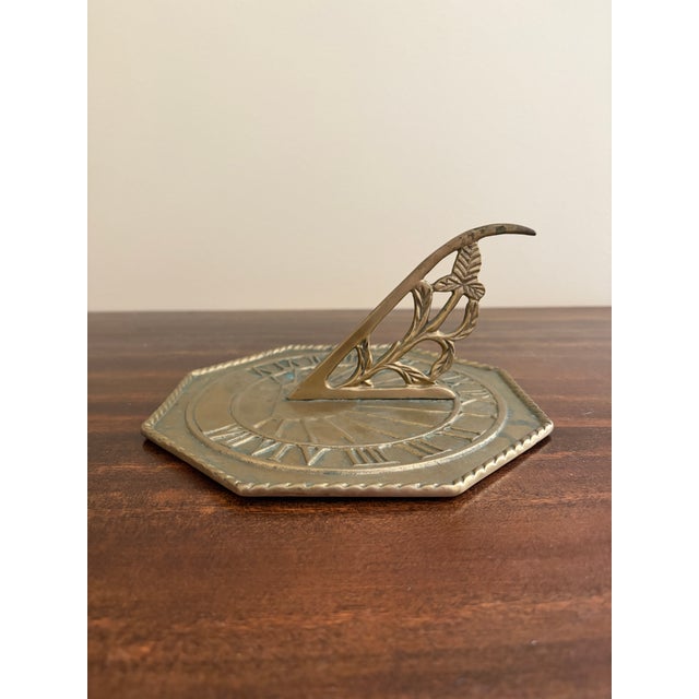 Virginia Metalcrafters Vintage English Country Solid Brass Garden Sundial For Sale - Image 4 of 7