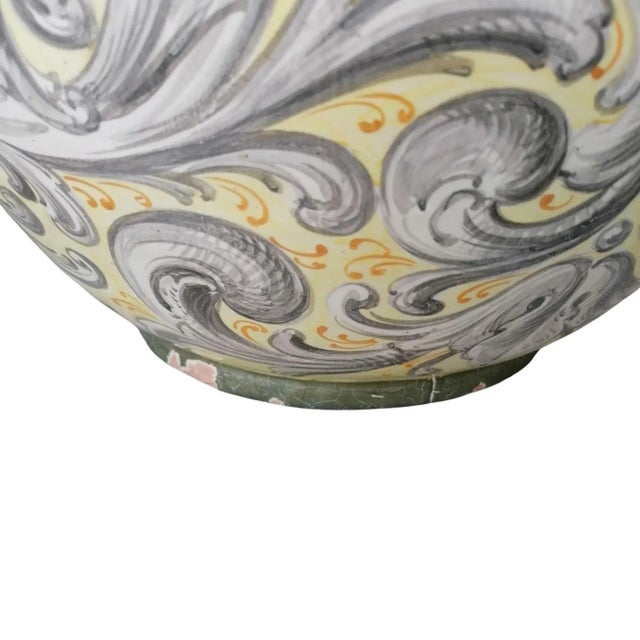 Mid-Century Modern Large Hand-Painted Majolica Vase, 1950s For Sale - Image 3 of 6