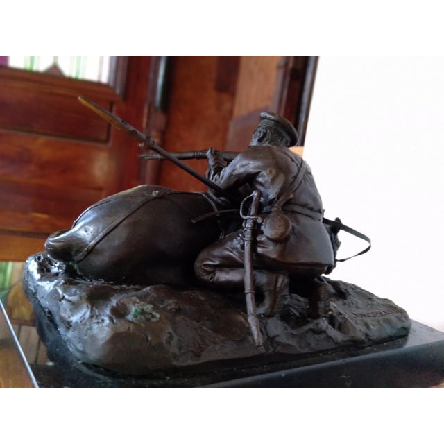 Antique Patinated Bronze Sculpture of a Cossack and Fallen Horse After Evgeny Lanceray For Sale In New York - Image 6 of 7