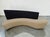 Vladimir Kagan Serpentine curved sofa in a really striking two-tone navy blue and soft cream velvet. This is one of those...
