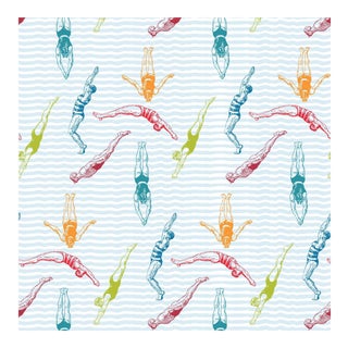Popsicle Divers Wallpaper Remnant by Mitchell Black For Sale
