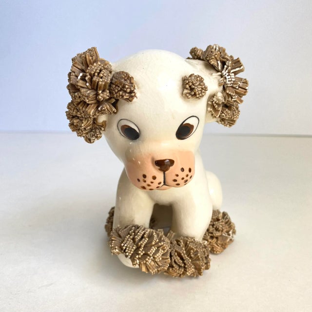 Ceramic Vintage 1950s Spaghetti Puppy Statue Santa Barbara California Pottery Dog Figurine For Sale - Image 7 of 11