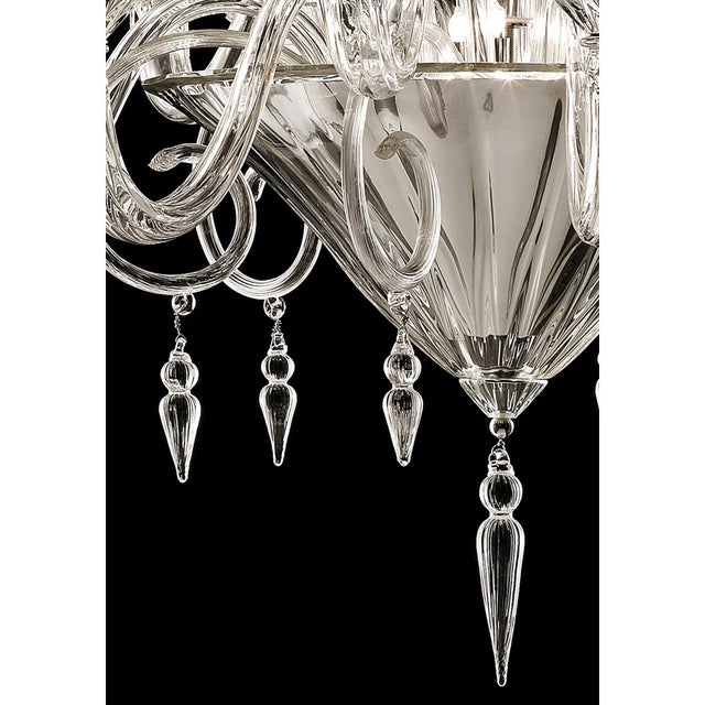 Murano Imperial Transparent Rigadin Murano Glass Chandelier For Sale - Image 4 of 5