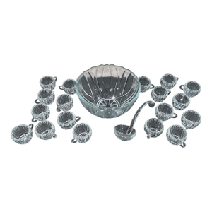1960s 20 Piece Glass Punch Bowl Set- 20 Pieces