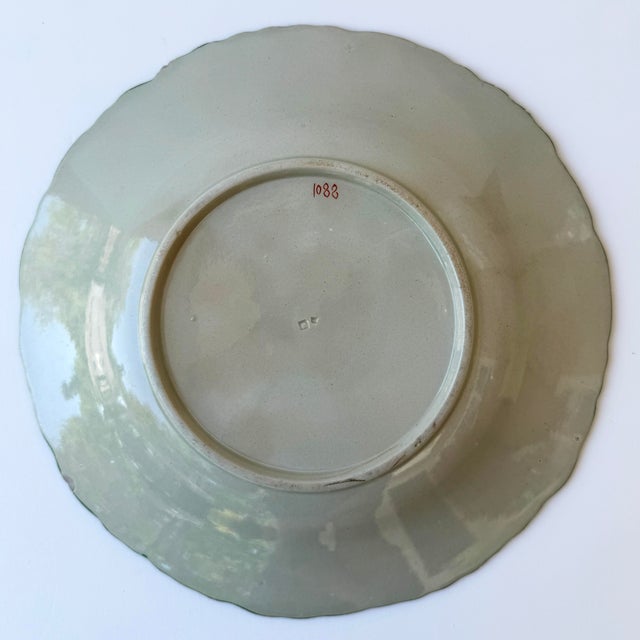 English Antique 19th Century Continental White Cabbage Ware Plate | Green Veining For Sale - Image 3 of 5