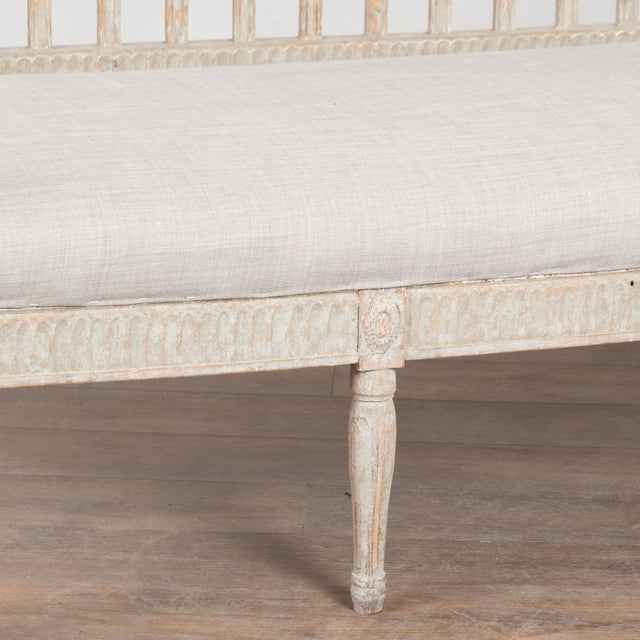 19th Century Swedish Gustavian Gray Painted Bench For Sale - Image 10 of 14