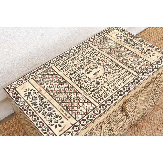 Vintage "Surya" Sun-Face Painted Chest For Sale In Los Angeles - Image 6 of 10