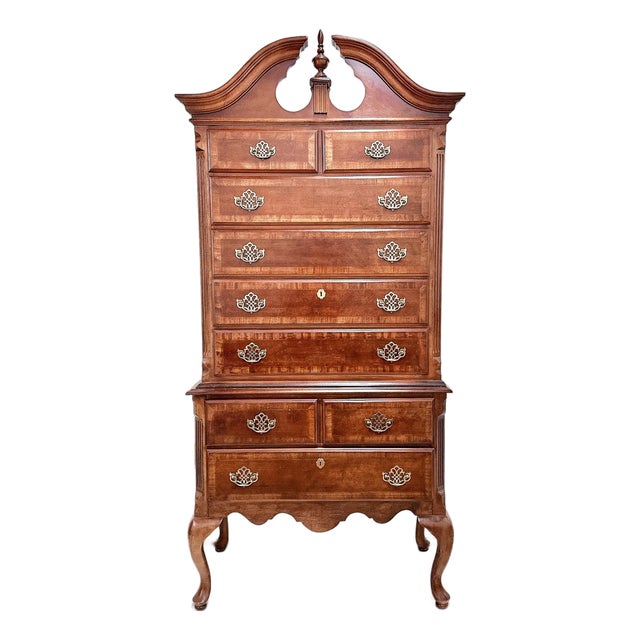 Vintage Queen Anne Highboy Chest of Drawers For Sale