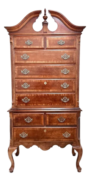 Vintage Queen Anne Highboy Chest of Drawers