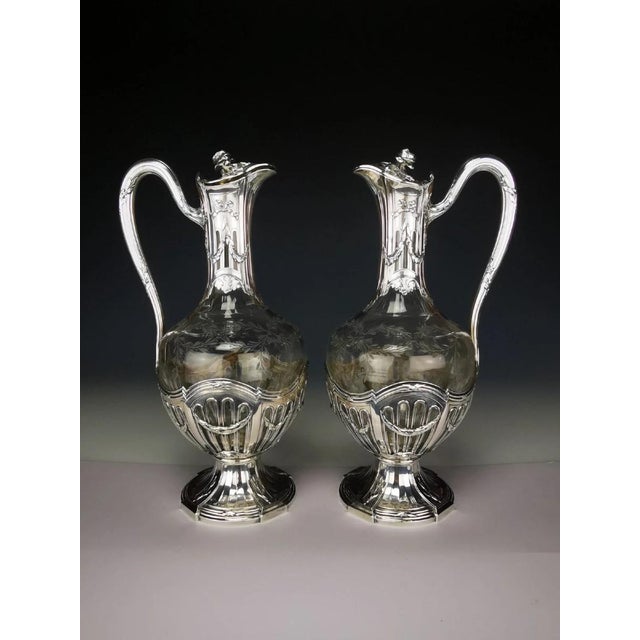 Silver 950 and Crystal Ewers from Puiforcat, Set of 2 For Sale - Image 13 of 13
