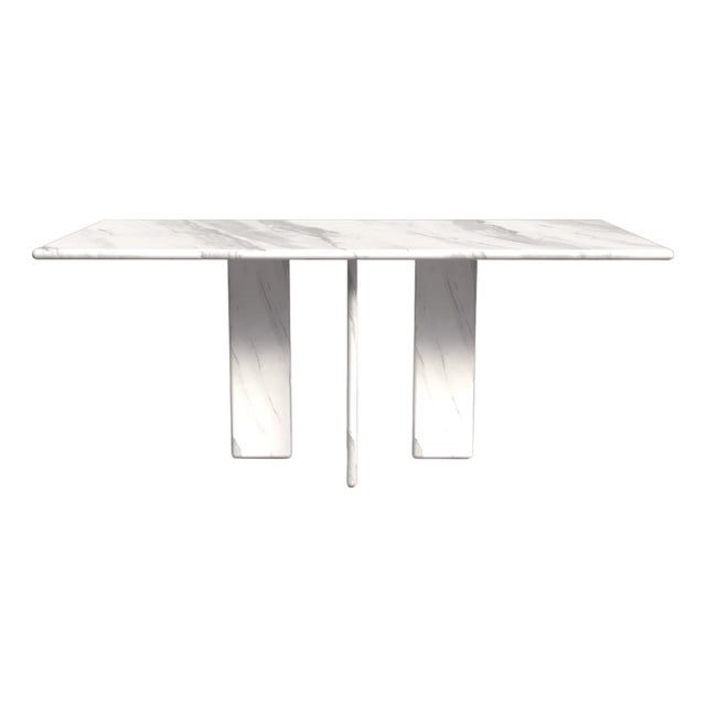 Luna Rectangular Carrara Marble Dining Table 76" For Sale