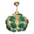 1970s Mid-Century Modern Style Teal Turquoise Hand-Painted Glass and Gold Floral Chandelier⁠ For Sale