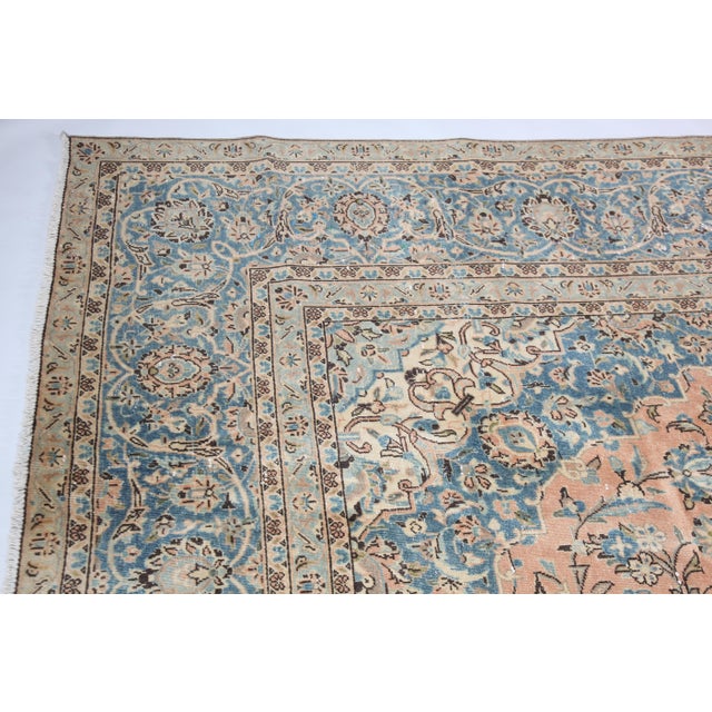 Vintage Persian Tabriz Rug – Pastel Floral Medallion Elegance - 9' 9'' X 12' 4''' For Sale - Image 10 of 14