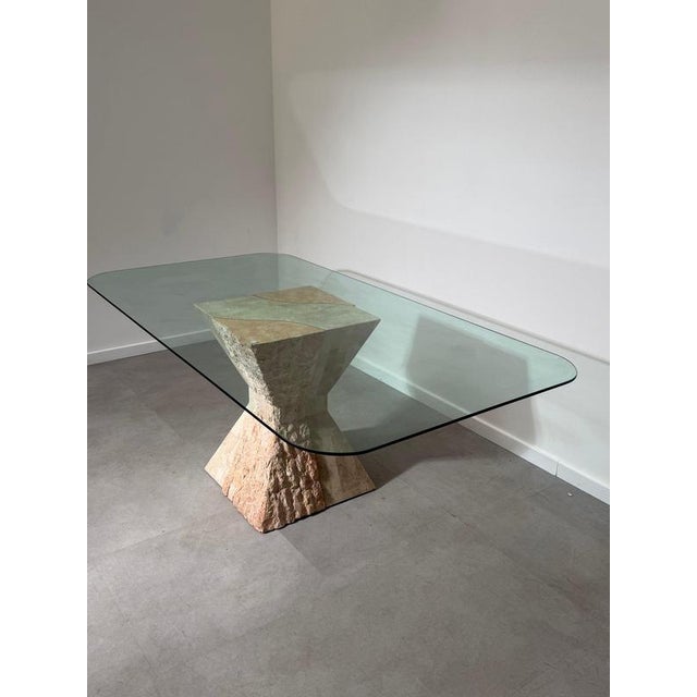 Mactan Stone Dining Table with Glass Top For Sale - Image 5 of 6