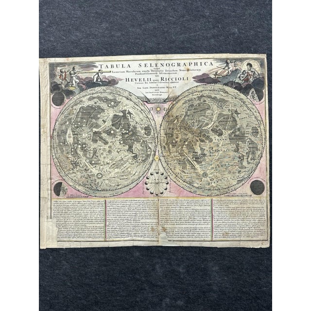 Tabula Selenographica Map from Johann Gabriel Doppelmayr, 1720, in Very Good conditions. Designed 1890 to 1919 This piece...