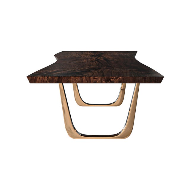 Safari" Dining Table With Bronze and Live Edge Top, Handmade For Sale - Image 4 of 8