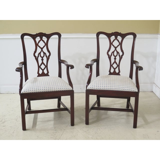 Henkel Harris #115 Carved Mahogany Arm Chairs- A Pair For Sale - Image 13 of 13