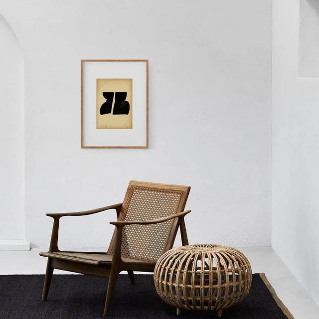 Contemporary "Forms" Contemporary Minimalist Gouache Drawing on Vintage Paper For Sale - Image 3 of 4