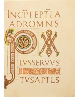 1949 Letter P From "The Second Bible of Charles the Bald", First Edition Gold Ink Lithograph
