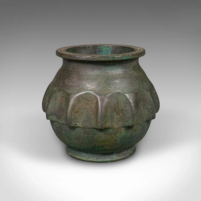 This is a small antique calligraphy ink pot. A Japanese, bronze inkwell from the Meiji period, dating to the late...