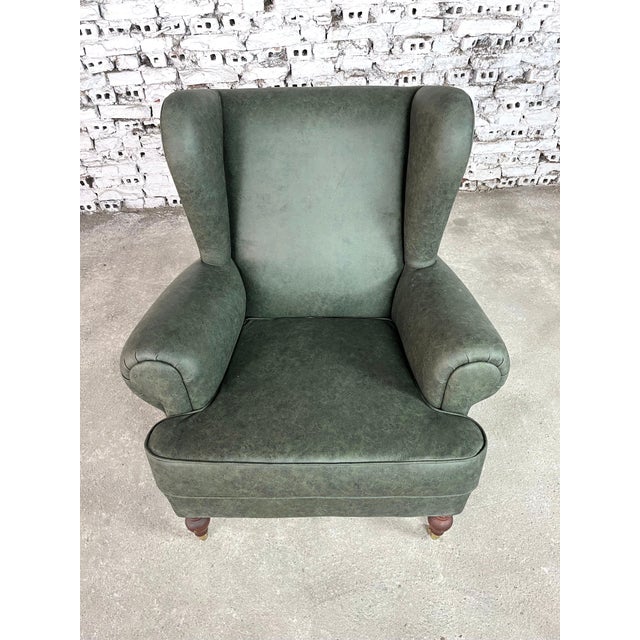 English Dutch Wingback Chair, Reupholstered For Sale - Image 3 of 7
