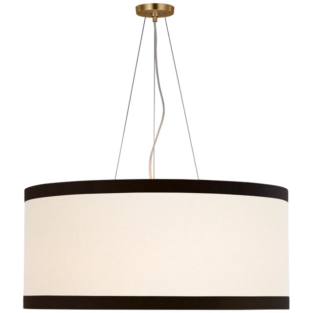 Walker Large Hanging Shade in Gild with Cream Linen Shade with Black Linen Trim Designer: kate spade new york Fixture...