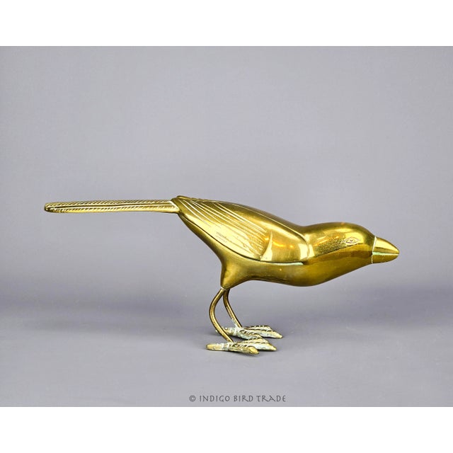 Mid 20th Century Mid Century Large Solid Brass Bird Sculptures - Set of 2 For Sale - Image 5 of 10