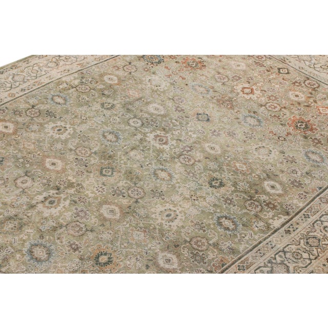 Vintage Persian Sultanabad Style Rug in Green, Beige-Brown Floral Pattern For Sale - Image 4 of 7