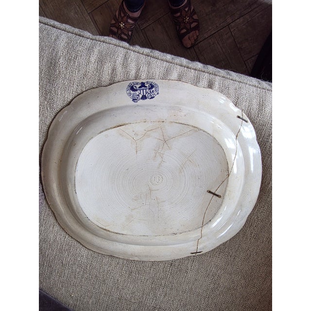 Early 19th Century Blue and White Staffordshire Platter "Winter View of Pittsfield Massachusetts " For Sale - Image 5 of 10