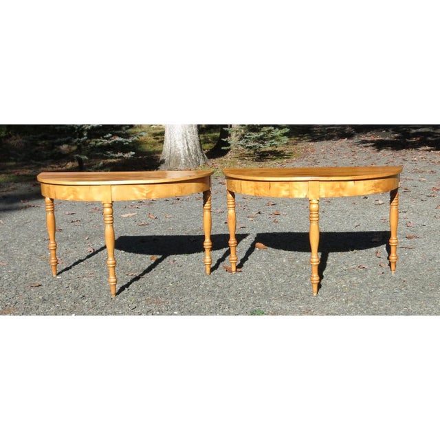Mid 20th Century Pair of Pine Demi Lune Tables For Sale - Image 13 of 13