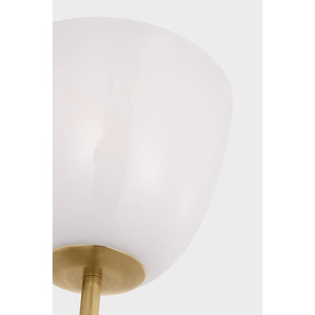 2020s AERIN for Visual Comfort Signature Brisa 20" Torch Sconce in Hand-Rubbed Antique Brass with White Strie Glass Shade For Sale - Image 5 of 8