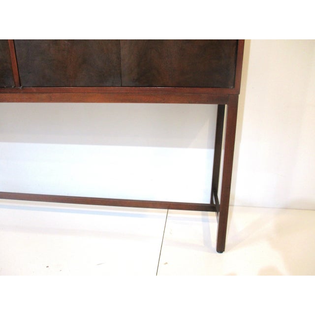 Baker Styled Burl Wood 2 Pc. Mid Century Cabinet / Server For Sale - Image 9 of 13