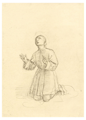 After Raphael, Kneeling Figure of a Youth, 1818, Engraving