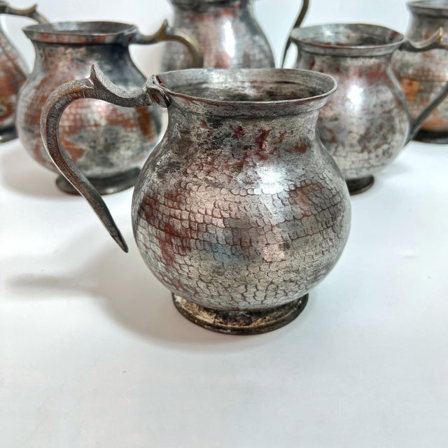 Farmhouse Hand Hammered Tinned Copper Water Jugs – Set of 6 For Sale - Image 3 of 14