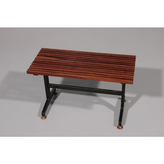 Mid-Century Italian Bench with Black Metal Frame and Teak Slats, 1960s For Sale - Image 10 of 15