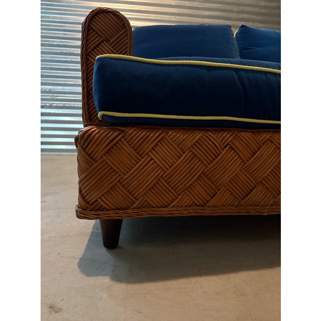 Walters Wicker 82" Portia Sofa Custom Loose Back and Loose Seat Cushions With Contrast Welt For Sale In Boston - Image 6 of 11