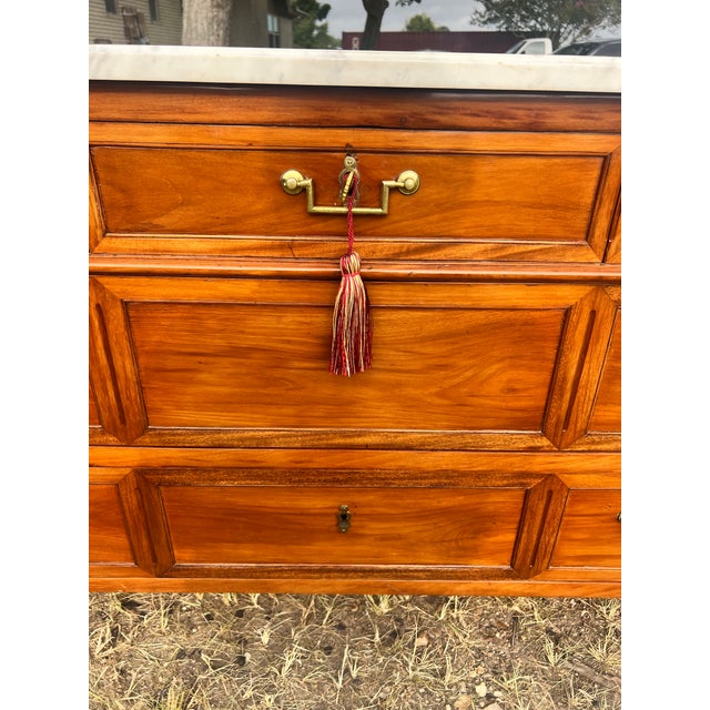 French 19th Century Louis XVI Carrara Marble Top Chest of Drawers For Sale - Image 6 of 6