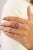 Red Handcrafted 925 Siver Oval Cut Ruby & Halo Diamond Flower Cocktail Ring - Size 6 For Sale - Image 8 of 10