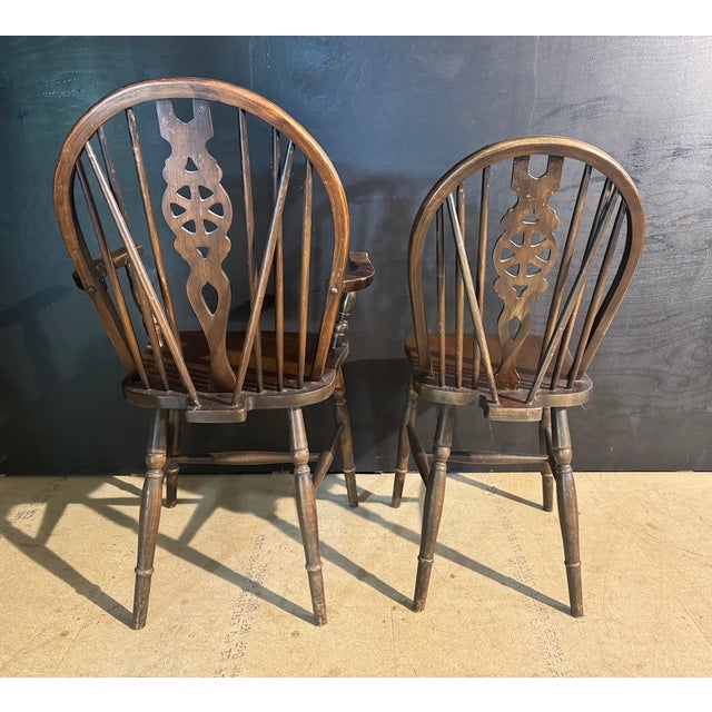 Brown Wheel Back Dining Chairs, 1960s, Set of 6 For Sale - Image 8 of 11