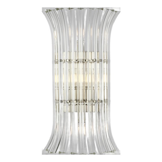 AERIN for Visual Comfort Signature Rhine 21" Sconce in Polished Nickel with Crystal For Sale