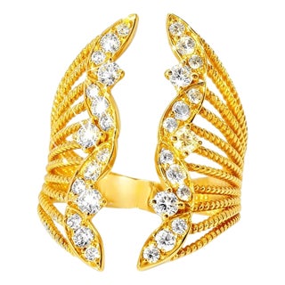 Late 20th Century 18K Pink Rose Gold Designer Diamond Wire Filigree Band Ring, Size 7.5 For Sale