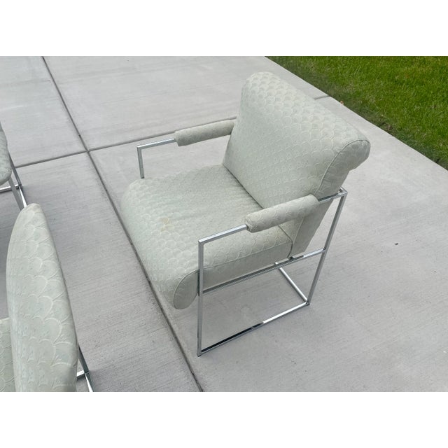 Metal Milo Baughman "Thin Line" Style Chrome Dining Chairs - Set of 6 For Sale - Image 7 of 11