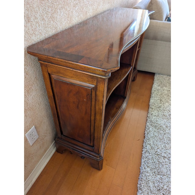 Beautiful Century Furniture console‑height bookcase in a rich, warm wood finish. This is a high‑quality, solid‑wood piece...