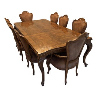 1980s Karges Vintage Dinning Room Table 48 X 72 Expands to 132 Included 8 Chairs and 3 Inserts (Leaves) For Sale