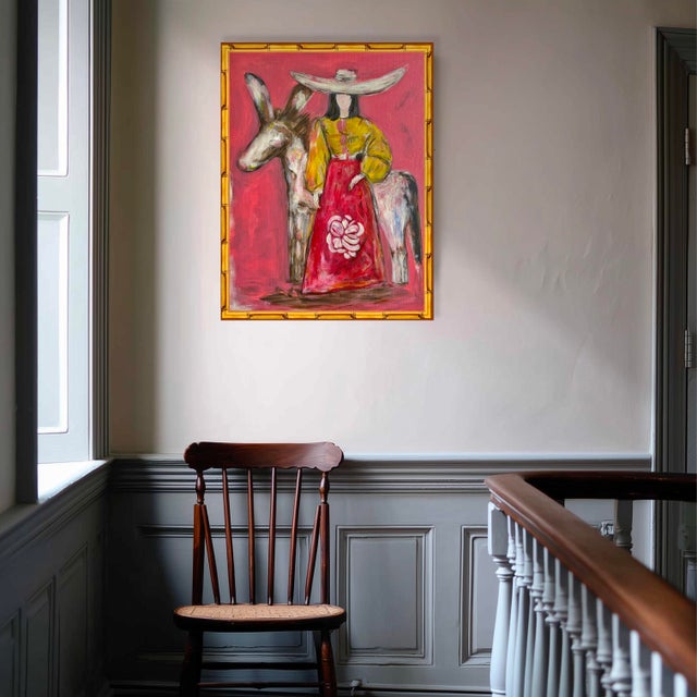 Cowgirl With Donkey Painting – Western Country Art – Palm Beach Style Colorful Wall Art – Original Acrylic Painting by Tatiana Duperault For Sale - Image 4 of 5