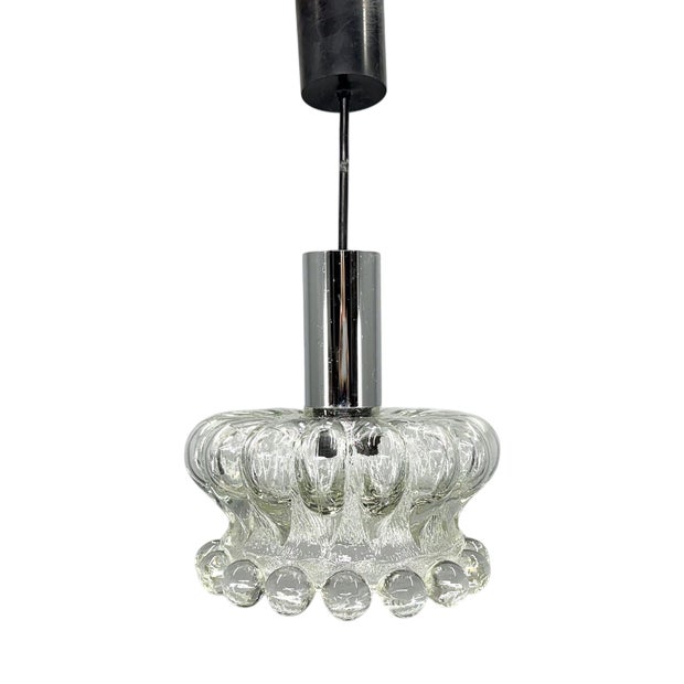 Small Vintage Pressed Glass Pendant Light, Former Czechoslovakia, 1970s For Sale
