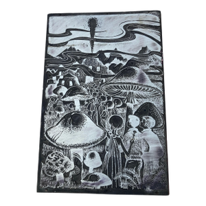 Mid Century Mushroom Printing Plate Block