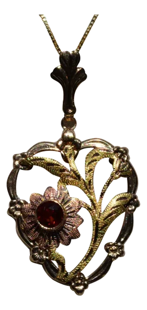 The Ellamont: Two Tone Ladies Heart Pendant set with Citrine